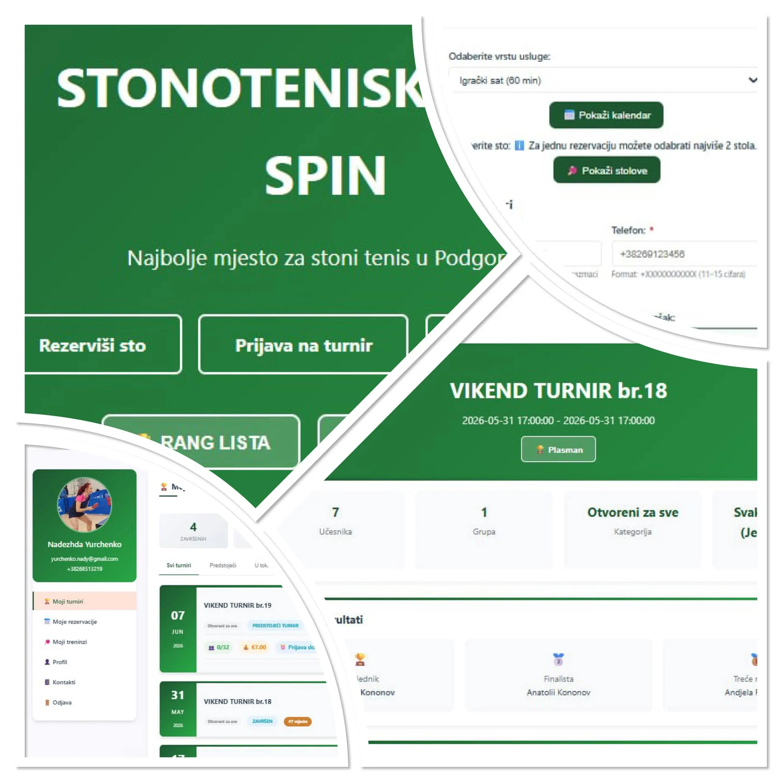Sistem za upravljanje stonoteniski klub – Podgorica